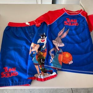 Space Jam Swim Trunks and Swim Shirt